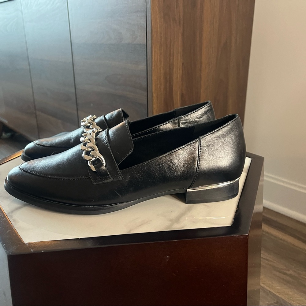 WOMEN'S RAG & CO POLA LOAFERS Black Leather US 9 EU 40